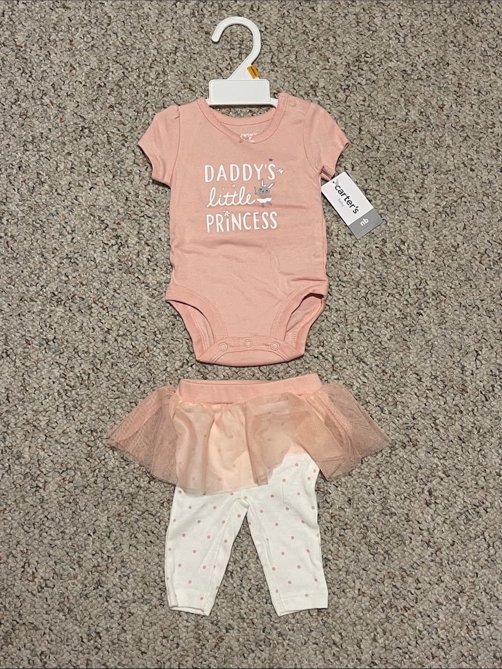 Carter's Baby Girls Pink "Daddy's Little Princess" Onesie with Tutu Leggings